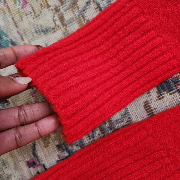 Rachel Zoe Red Knit Turtleneck Sweater Oversized Long Sleeve, sz MD - Picture 6 of 12